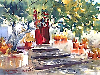 Watercolour painting Entrance in shade by Doug Mays