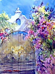 Watercolour painting Gate of Finca del Niño by Doug Mays
