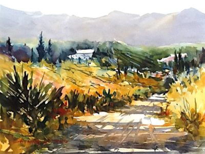 Watercolour painting Country Side by Doug Mays