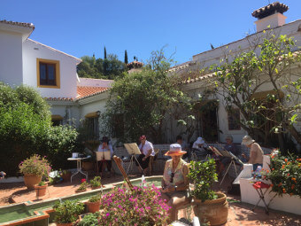 painters class photo of painters in a painters class on the terrace